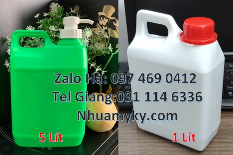 Can 1l đưng sữa tươi, can dẹp 0.5L đựng hóa chất, can nhựa 2L đựng dung môi, Can nhựa 5l vuông đựng