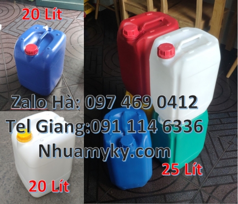 can 20 lít tròn đựng nước khoáng, can 30l đựng hóa chất can 10l dẹp đựng axit, Can 25l đựng phân bó