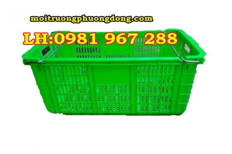 rổ nhựa hở ,sóng nhựa hở có quai  sắt
