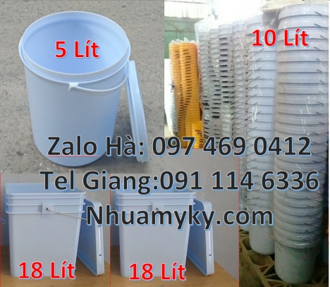 thùng nhựa 19 lít, Xô nhựa 18 lít nắp chiết rót, Thùng sơn 22l quai nhựa, thùng sơn 18l quai