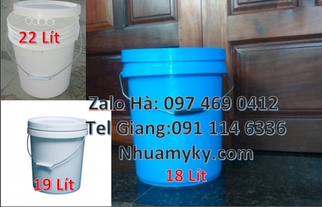 thùng nhựa 19 lít, Xô nhựa 18 lít nắp chiết rót, Thùng sơn 22l quai nhựa, thùng sơn 18l quai