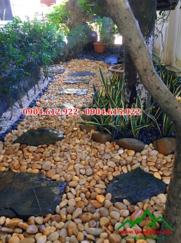Sỏi tự nhiên trang trí sân vườn, rải lối đi sân vườn