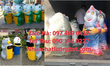 Thùng rác thú thùng rác nhựa composite, thùng rác cá heo, thùng rác hình con vật, Thùng đựng rác, t