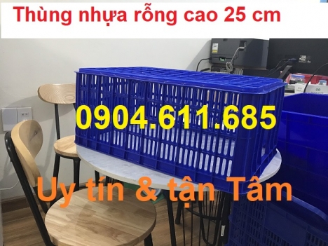 Thùng nhựa rỗng cao 25 cm, sọt nhựa chữ nhật đựng hải sản, sọt nhựa nguyên sinh tại Hà Nội