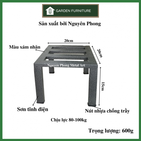 Kệ cây cảnh trong nhà tiện lợi, đôn cây cảnh, đôn chân sắt 20x20x15cm,nhiều công dụng sơn tĩnh điện