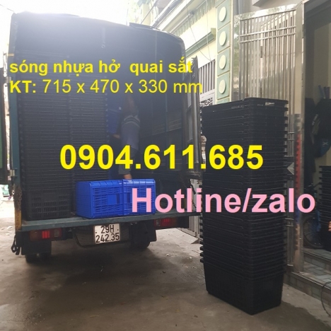 Sóng nhựa hở có quai sắt, thùng nhựa rỗng nguyên sinh bền đẹp, loại 1