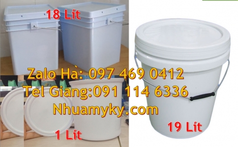 Xô nhựa 20 lít, lon nhựa 1l đựng sơn, thùng nhựa 3.8l đựng phân bón, xô nhựa 18l đựng gạo Nơi bán