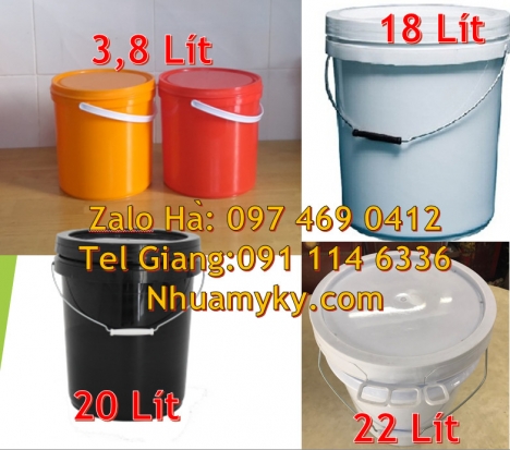 Xô nhựa 20 lít, lon nhựa 1l đựng sơn, thùng nhựa 3.8l đựng phân bón, xô nhựa 18l đựng gạo Nơi bán