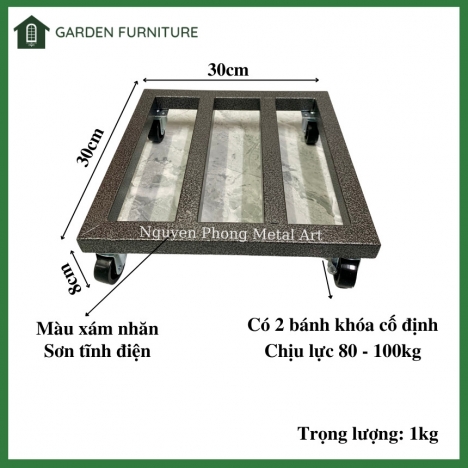 Kệ sắt có bánh xe, kệ trang trí cây cảnh sân vườn, ban công, dễ dang di chuyển trong vườn, ban công