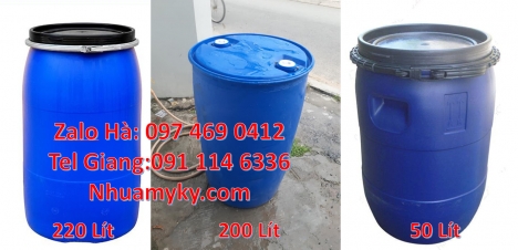 Thùng phuy nhựa 120 lít, Thùng phuy nhựa 220 lít nắp kín, Thùng phuy nhựa 220 lít nắp mở, Thùng phi