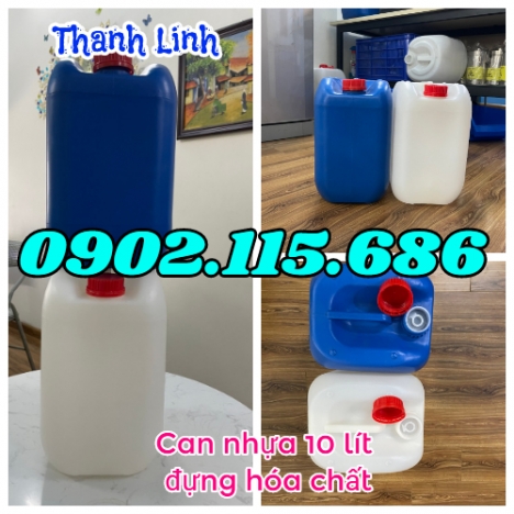 Can nhựa hóa chất, can 10 lít, can nhựa, can nhựa 10 lít trắng, can nhựa 10 lít xanh, can có nắp chố