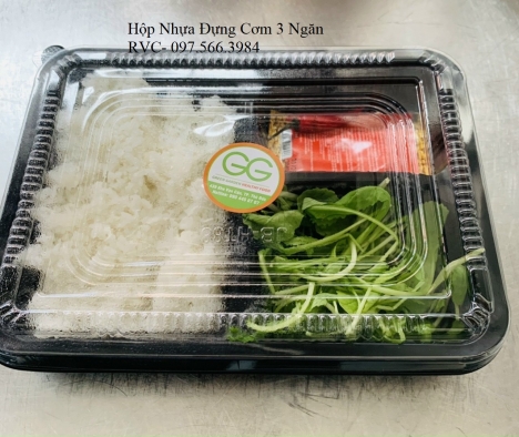 Hộp Cơm Nhựa Đen 3 Ngăn Dùng 1 Lần Mang Về TP.HCM
