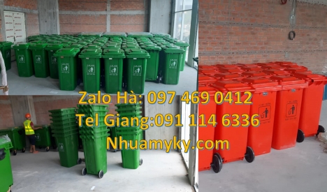Thùng rác công cộng 240l, Thùng đựng rác 120l, Thùng rác 60l nắp bập bênh, Thùng rác 60l compo