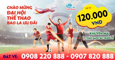 Vietjet Air ưu đãi vé quốc tế mừng Đại hội Thể Thao