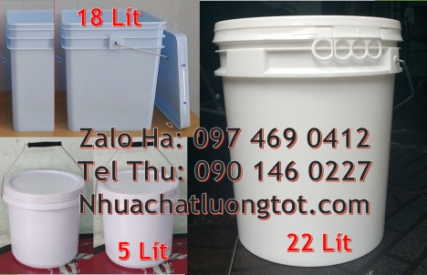 thùng nhựa 19l quai sắt, xô nhựa 3.8 lít đựng nông dược Thùng sơn giá rẻ, Vỏ thùng nhựa đựng sơn 19