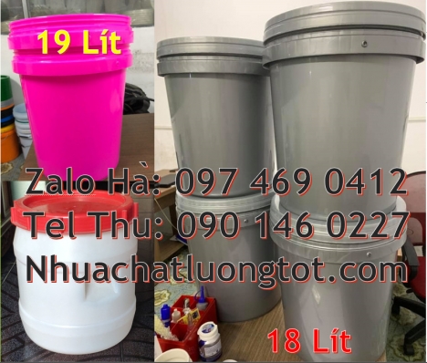 thùng nhựa 19l quai sắt, xô nhựa 3.8 lít đựng nông dược Thùng sơn giá rẻ, Vỏ thùng nhựa đựng sơn 19