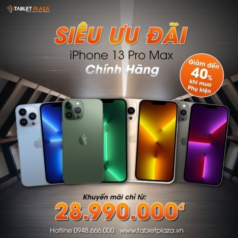 Ưu đãi cưc hot Iphone 13 promax chính hãng tại Tablet Plaza