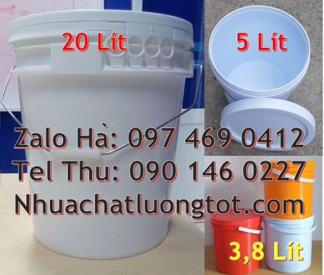 thùng nhựa 19l quai sắt, xô nhựa 3.8 lít đựng nông dược Thùng sơn giá rẻ, Vỏ thùng nhựa đựng sơn 19
