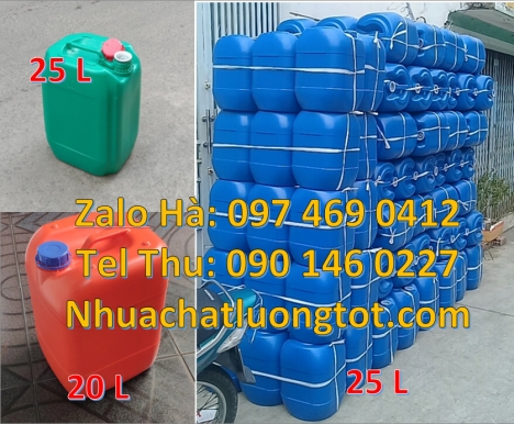 Can 30l vuông xanh can nhựa 20 lít đựng axit, can hdpe 25 lít đựng dầu nhớt, can dẹp 30 lít đựng th