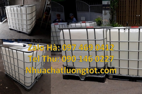 Thùng nhựa ibc 1000 Lít đựng hóa chất, Tank 1000L đựng chất phụ gia thực phẩm, bồn nhựa 1000l đựng a