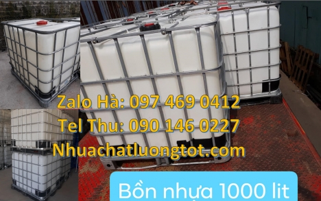 Thùng nhựa ibc 1000 Lít đựng hóa chất, Tank 1000L đựng chất phụ gia thực phẩm, bồn nhựa 1000l đựng a