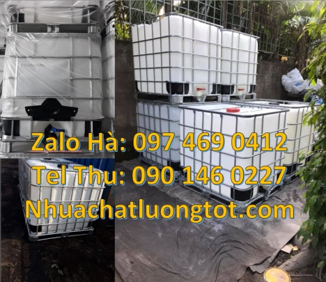 Thùng nhựa ibc 1000 Lít đựng hóa chất, Tank 1000L đựng chất phụ gia thực phẩm, bồn nhựa 1000l đựng a