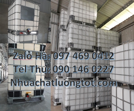 Tank IBC 1000L, mua bồn nhựa 1000 lít, Thùng nhựa 1000 lít cũ, Bồn đựng hóa chất, Tank nhựa trắng 1