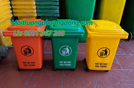 Thùng rác 60 lít màu xanh ,thùng rác nhựa có bánh xe