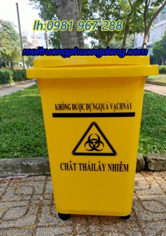 Thùng rác 60 lít màu xanh ,thùng rác nhựa có bánh xe