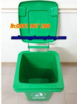 Thùng rác 60 lít màu xanh ,thùng rác nhựa có bánh xe