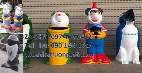 thùng rác con vật, sọt rác hình thú, thùng rác cá chép, sọt rác con voi, sọt rác cá heo