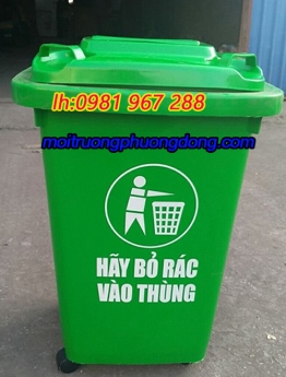 Thùng rác 60 lít màu xanh ,thùng rác nhựa có bánh xe