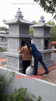 93- Tháp bảo mộ mồ mả gia đình ông bà bằng đá Hậu Giang Bắc Cạn
