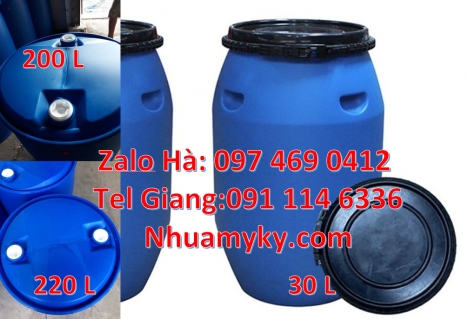 Thùng phi Phuy nhựa 120 lít, Phuy nhựa 150 lít nắp mở, Phuy nhựa xanh, Thùng phi màu xanh, Thùng phu