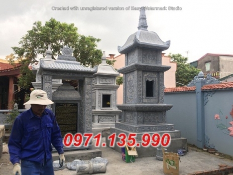 93- Tháp bảo mộ mồ mả gia đình ông bà bằng đá Hậu Giang Bắc Cạn