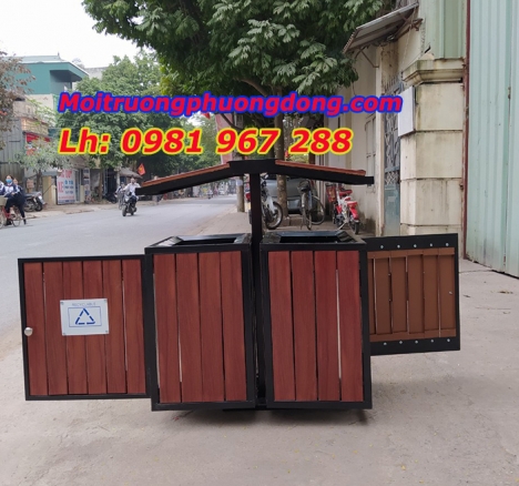 thùng rác ngoài trời 2 ngăn ,thùng rác bằng thép sơn tĩnh điện,thùng rác cao cấp ngoài trời