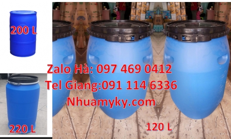 Thùng phi Phuy nhựa 120 lít, Phuy nhựa 150 lít nắp mở, Phuy nhựa xanh, Thùng phi màu xanh, Thùng phu