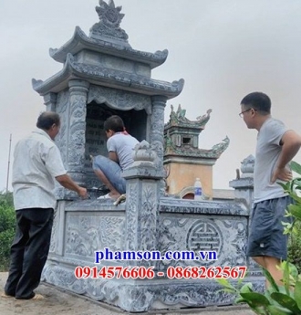 lắp đặt mồ đá hai mái cà mau - mộ đá hai đao có mái che