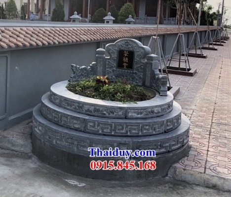 xây mộ tròn bằng đá khối - mồ đá để tro hài cốt