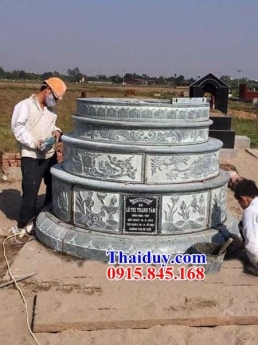 xây mộ tròn bằng đá khối - mồ đá để tro hài cốt