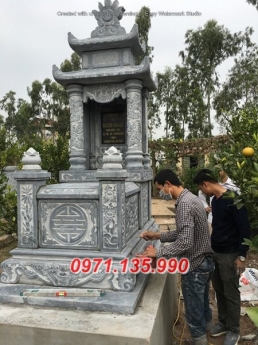 Mẫu mộ đá đẹp hà nôi + lăng mộ 2 mái bằng đá nguyên khối