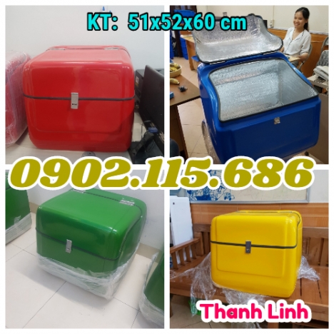 Thùng giao hóa mỹ phẩm sau xe honda, thùng giao hàng dữ nhiệt sau xe máy, thùng giao hàng tiếp thị,