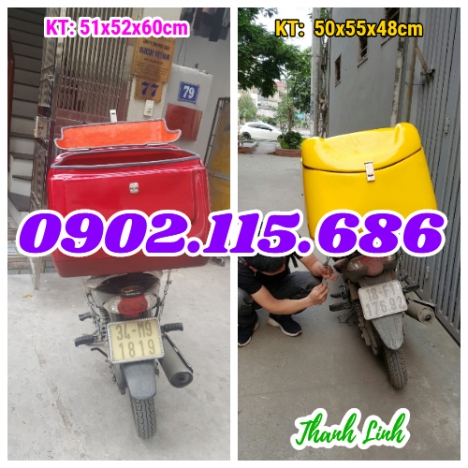 Thùng giao hóa mỹ phẩm sau xe honda, thùng giao hàng dữ nhiệt sau xe máy, thùng giao hàng tiếp thị,