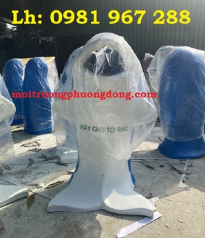 Thùng rác hình con thú nhựa composite ,thùng rác hình con cá heo