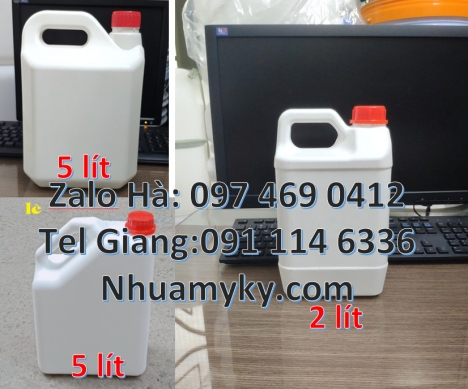 Can nhựa 2 lít có vòi ấn đựng thuốc thủy sản Can gia sỉ Can 1 lít đựng axit, Can 1l quay, can 2l vò