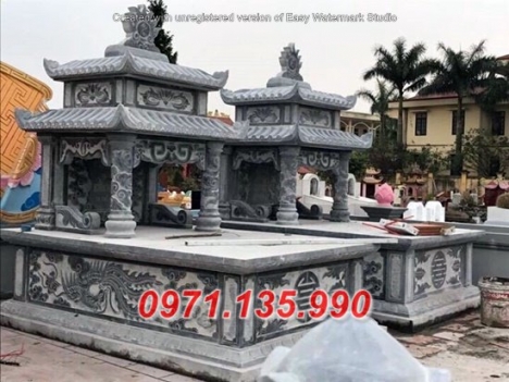 Mẫu mộ đá đẹp hà nôi + lăng mộ 2 mái bằng đá nguyên khối