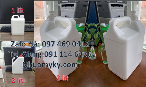 Can nhựa 2 lít có vòi ấn đựng thuốc thủy sản Can gia sỉ Can 1 lít đựng axit, Can 1l quay, can 2l vò