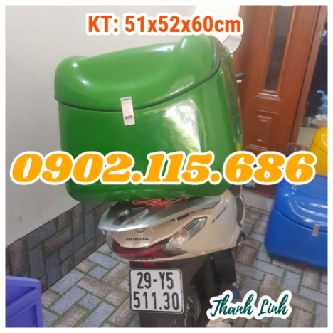 Thùng giao hóa mỹ phẩm sau xe honda, thùng giao hàng dữ nhiệt sau xe máy, thùng giao hàng tiếp thị,