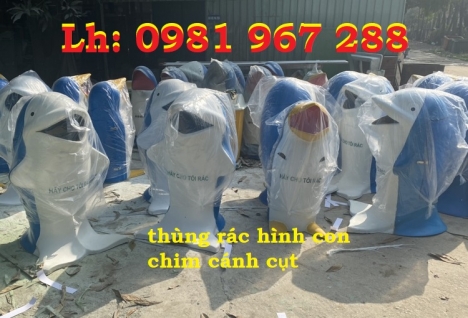 Thùng rác hình con thú nhựa composite ,thùng rác hình con cá heo