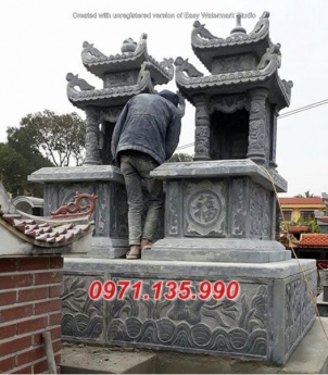 Mẫu mộ đá đẹp hà nôi + lăng mộ 2 mái bằng đá nguyên khối